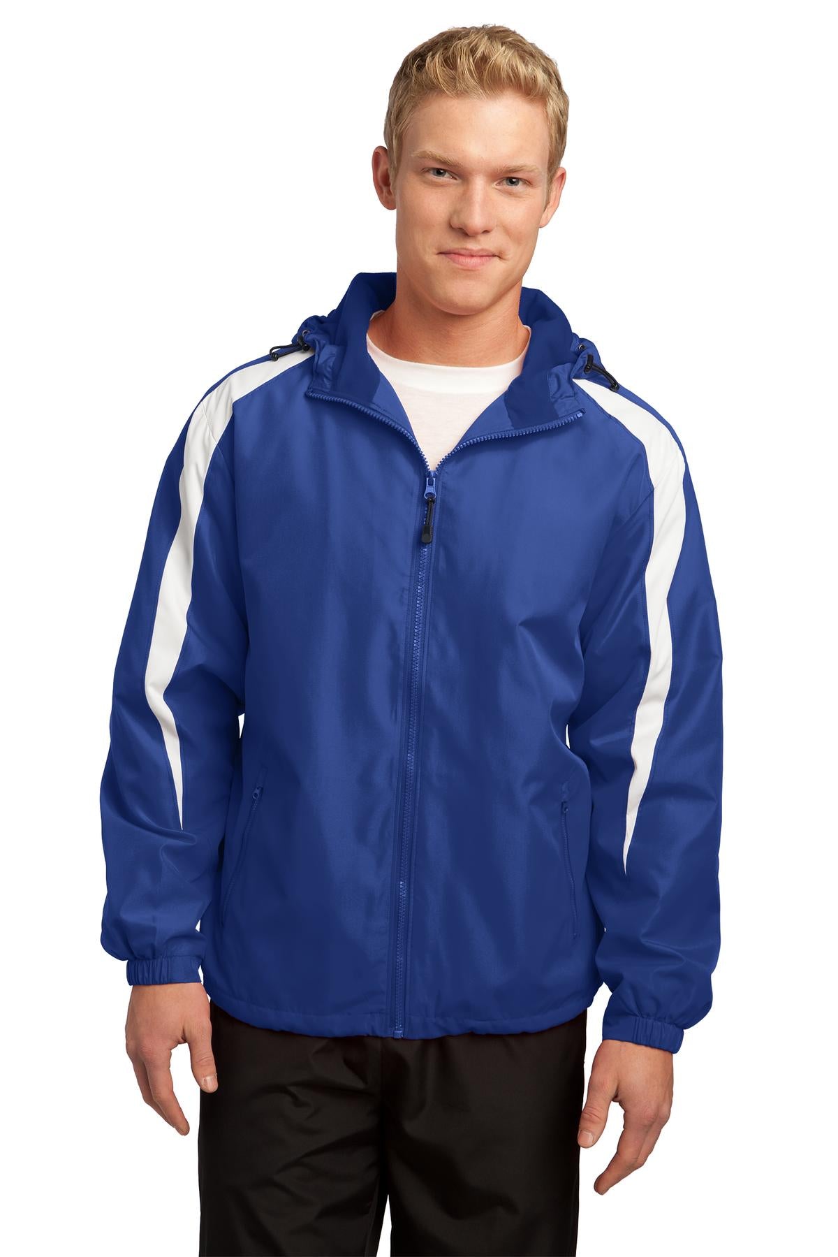 Sport-Tek ® Fleece-Lined Colorblock Jacket. JST81 - Sport-Tek JST81 Activewear Sport-Tek True Royal/ White XS