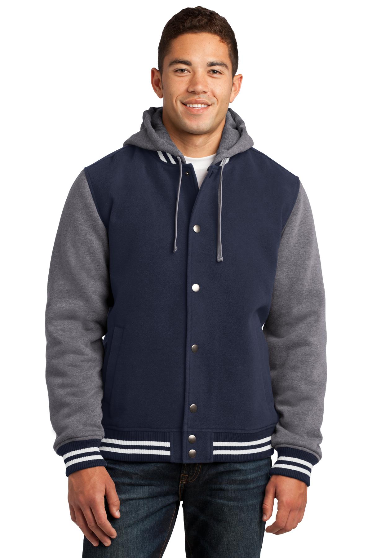 Sport-Tek ® Insulated Letterman Jacket. JST82 - Sport-Tek JST82 Outerwear Sport-Tek True Navy/ Vintage Heather XS