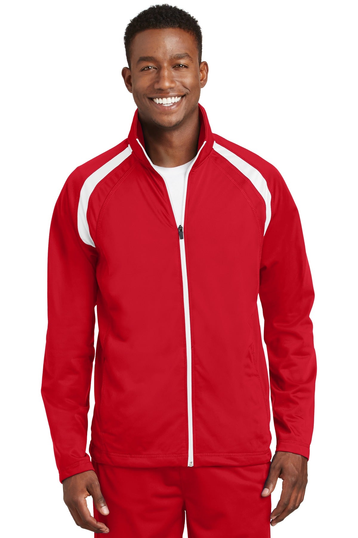 Sport-Tek ® Tricot Track Jacket. JST90 - Sport-Tek JST90 Activewear Sport-Tek True Red/ White XS