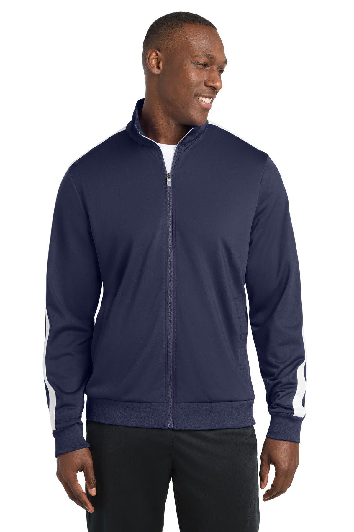 Sport-Tek  ®  Tricot Sleeve Stripe Track Jacket. JST94 - Sport-Tek JST94