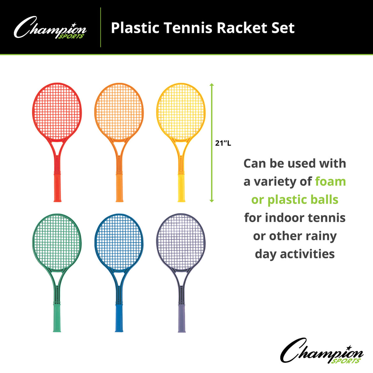 Champ Racket Set Champion Sports JTRSET Plastic Tennis Racket Set – Joe's USA