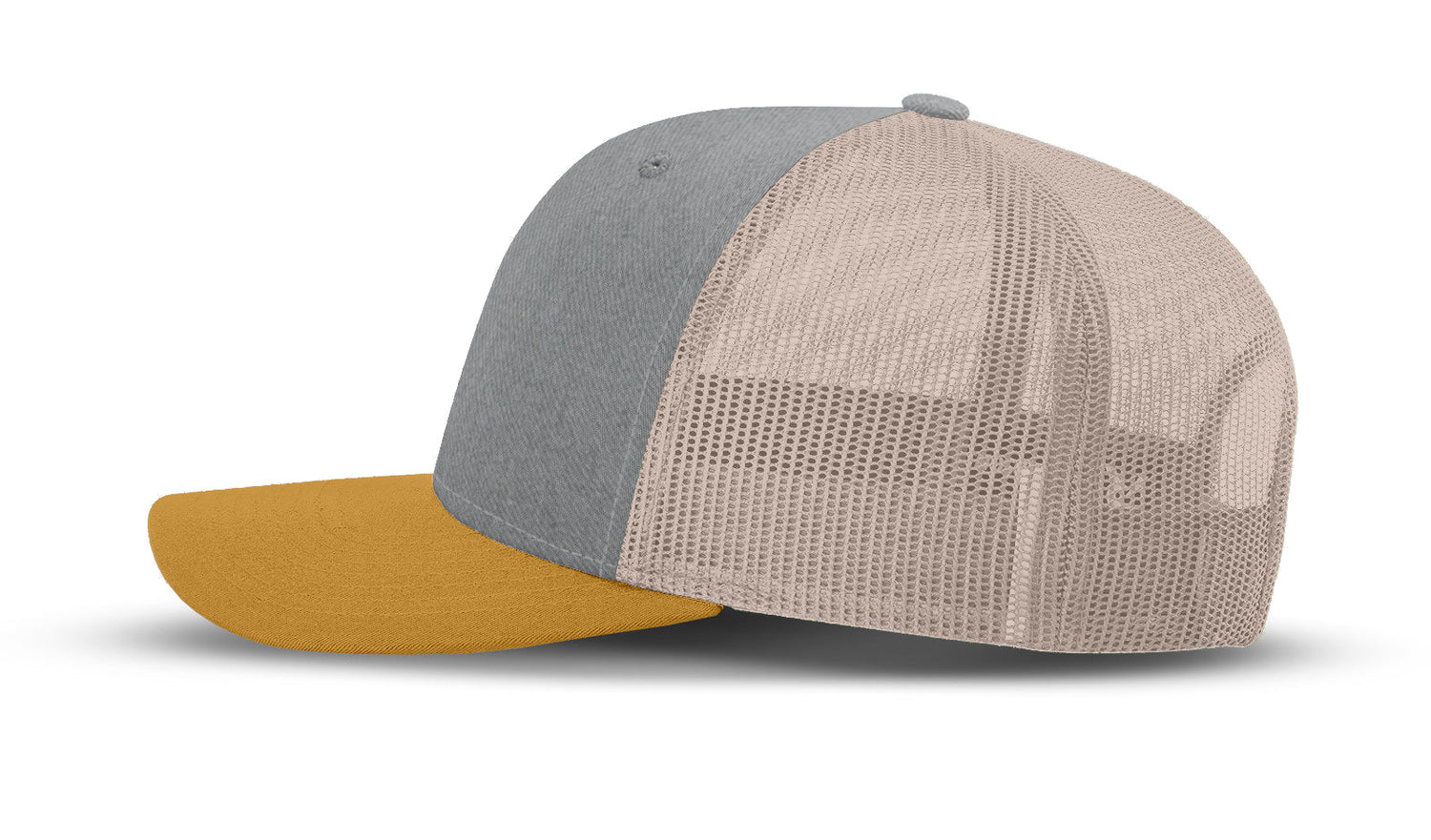 Joe's USA Original Trucker Hat JOE112 - Heather Gray/Amber/Stone - Angle View 2