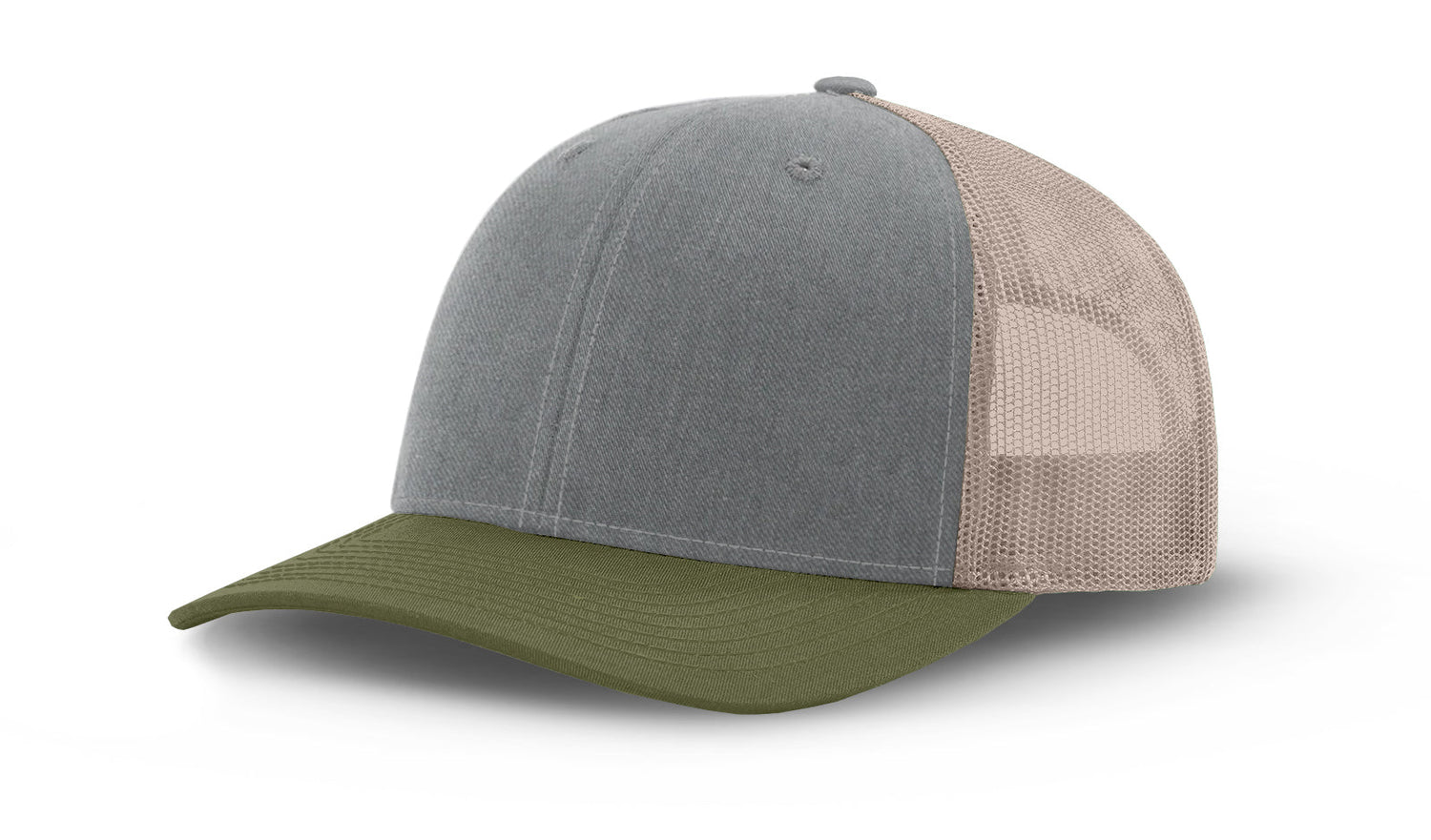 Joe's USA Original Trucker Hat JOE112 - Heather Gray/Loden/Stone - Main View