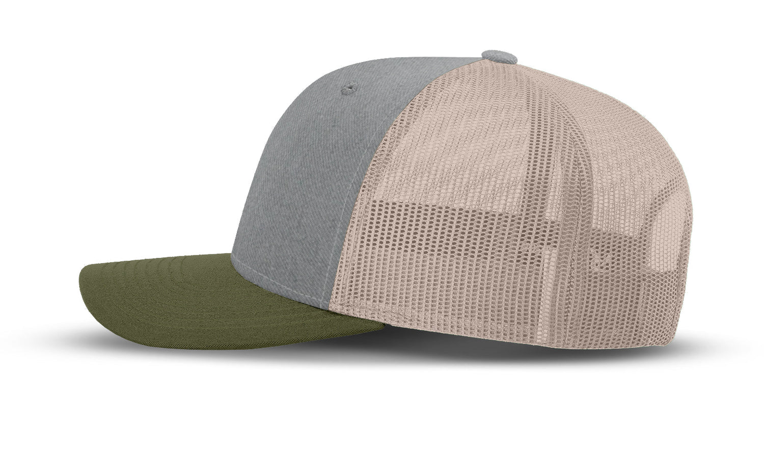 Joe's USA Original Trucker Hat JOE112 - Heather Gray/Loden/Stone - Angle View 2
