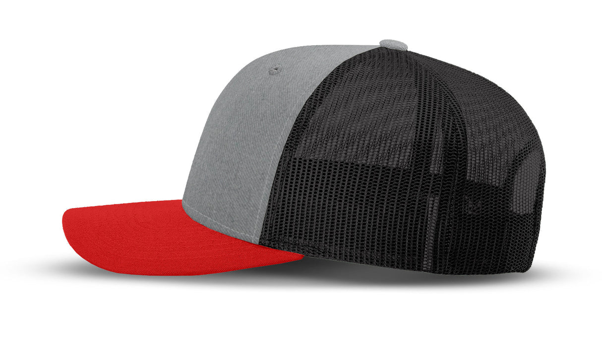 Joe's USA Original Trucker Hat JOE112 - Heather Gray/Red/Black - Angle View 2