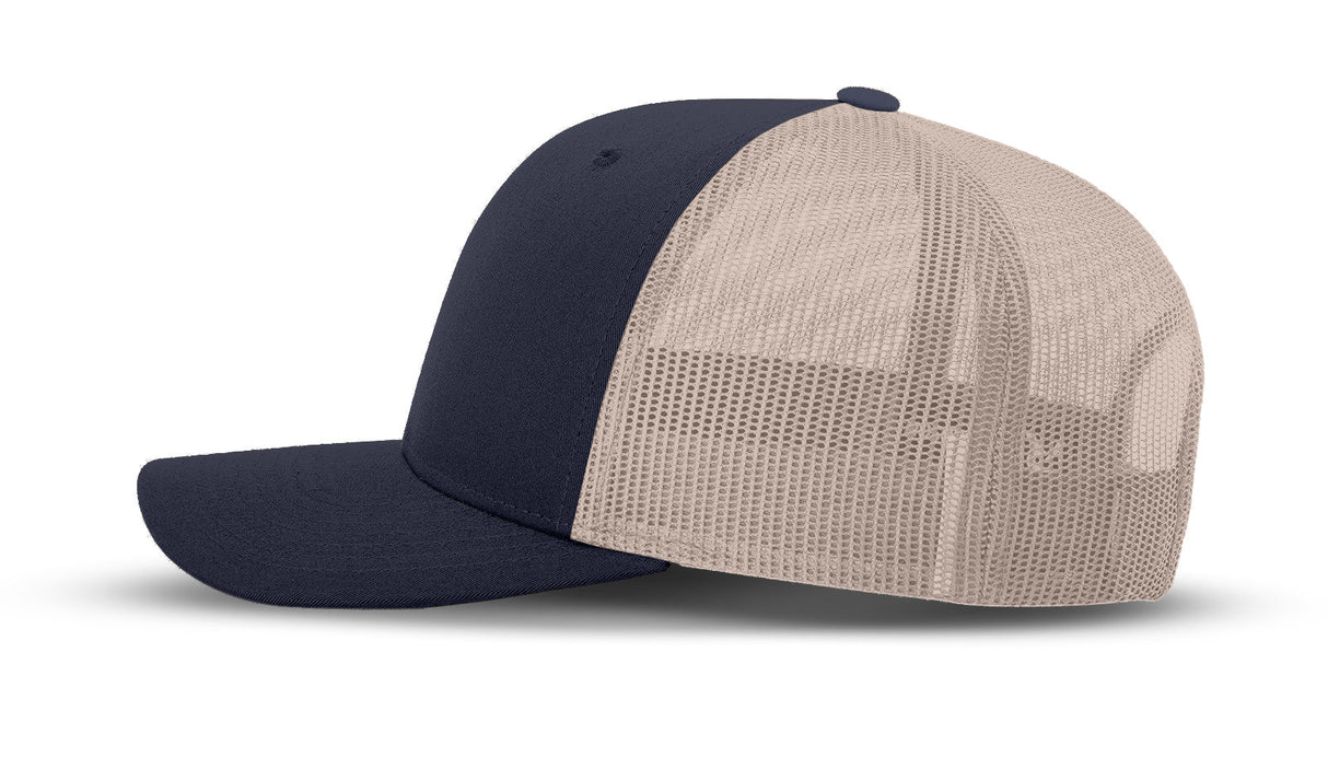 Joe's USA Original Trucker Hat JOE112 - Navy/Stone - Angle View 2
