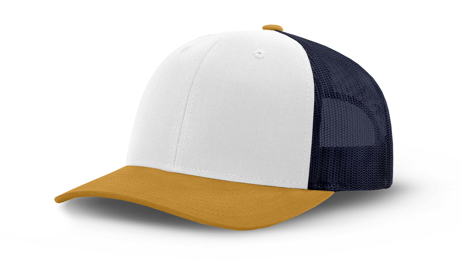Joe's USA Original Trucker Hat JOE112 - White/Amber/Navy - Main View
