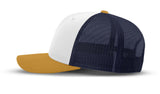 Joe's USA Original Trucker Hat JOE112 - White/Amber/Navy - Angle View 2
