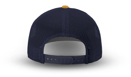 Joe's USA Original Trucker Hat JOE112 - White/Amber/Navy - Angle View 3