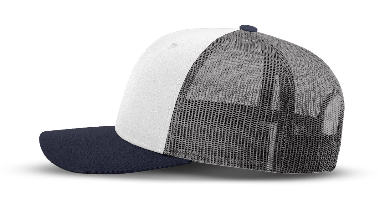 Joe's USA Original Trucker Hat JOE112 - White/Navy/Gray - Angle View 2