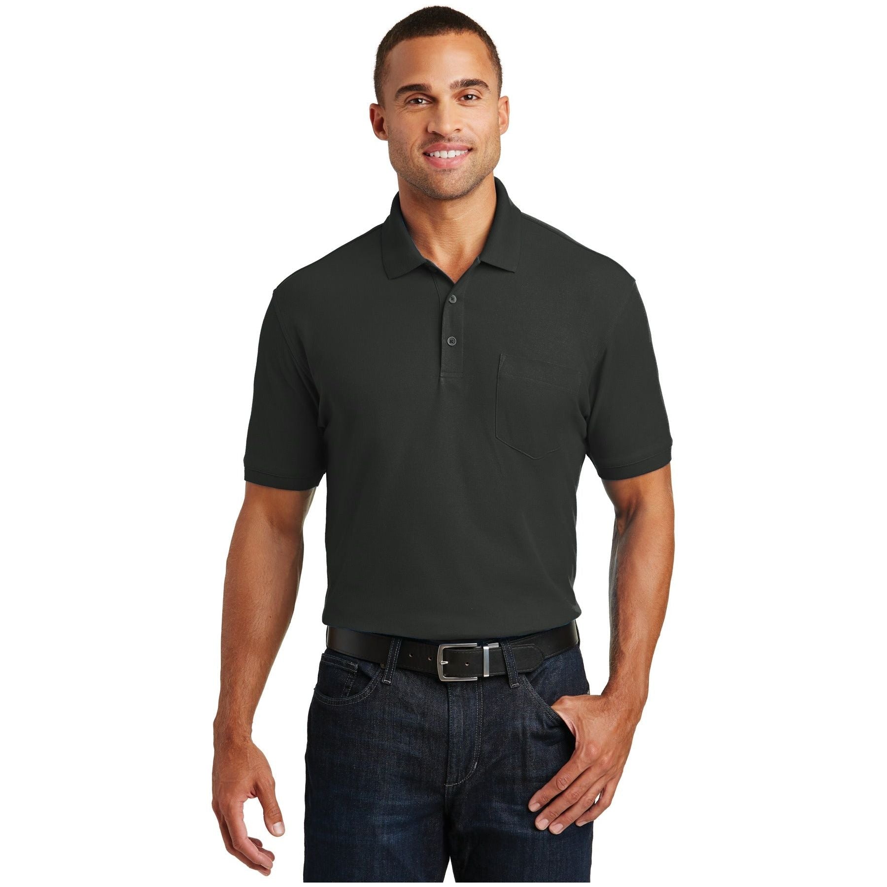 Port Authority ® Core Classic Pique Pocket Polo. K100P - Port Authority K100P Polos/Knits Port Authority Deep Black XS