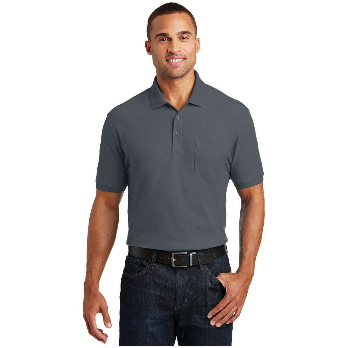 Port Authority ® Core Classic Pique Pocket Polo. K100P - Port Authority K100P Polos/Knits Port Authority Graphite XS