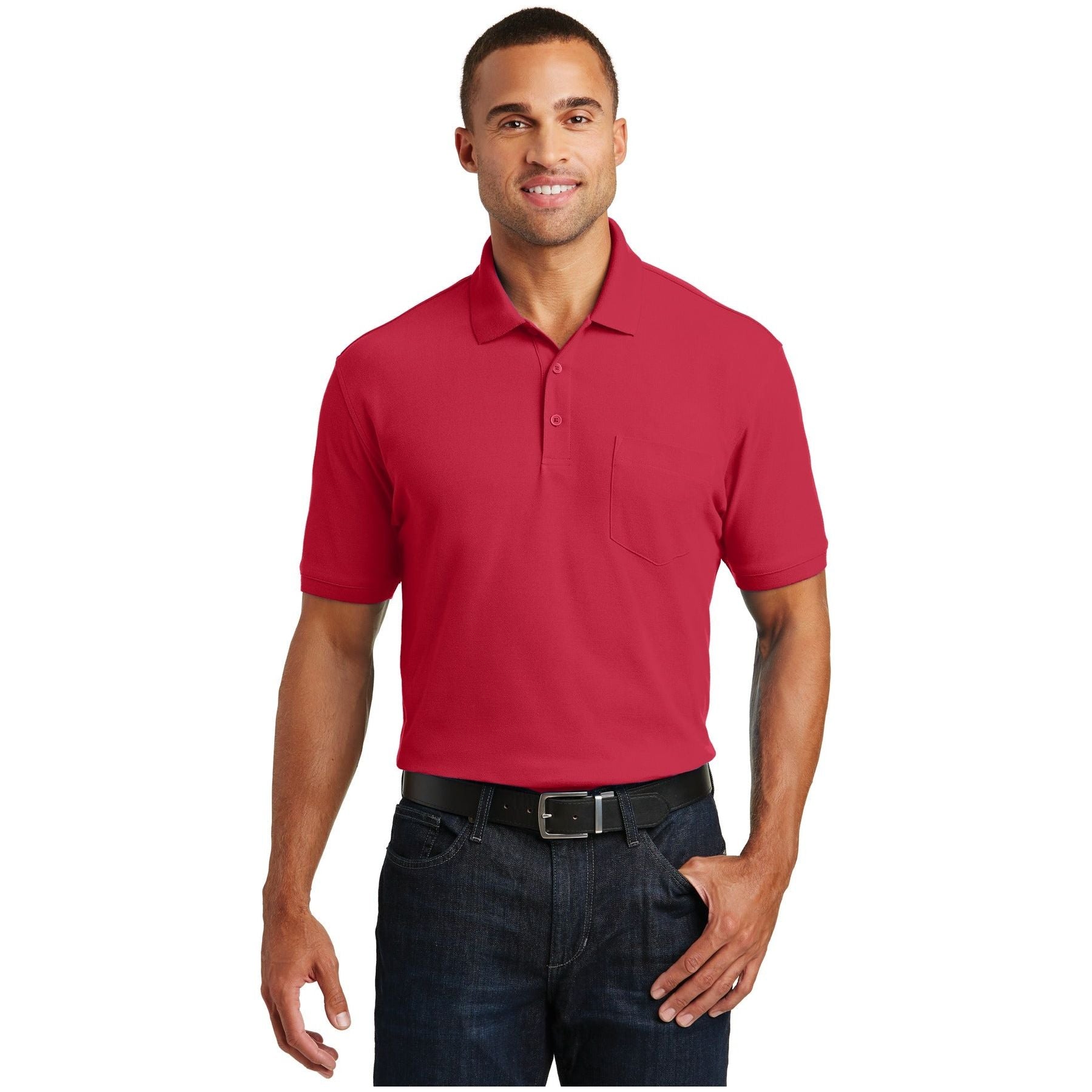 Port Authority ® Core Classic Pique Pocket Polo. K100P - Port Authority K100P Polos/Knits Port Authority Rich Red XS