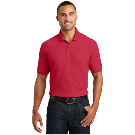 Port Authority ® Core Classic Pique Pocket Polo. K100P - Port Authority K100P Polos/Knits Port Authority Rich Red XS