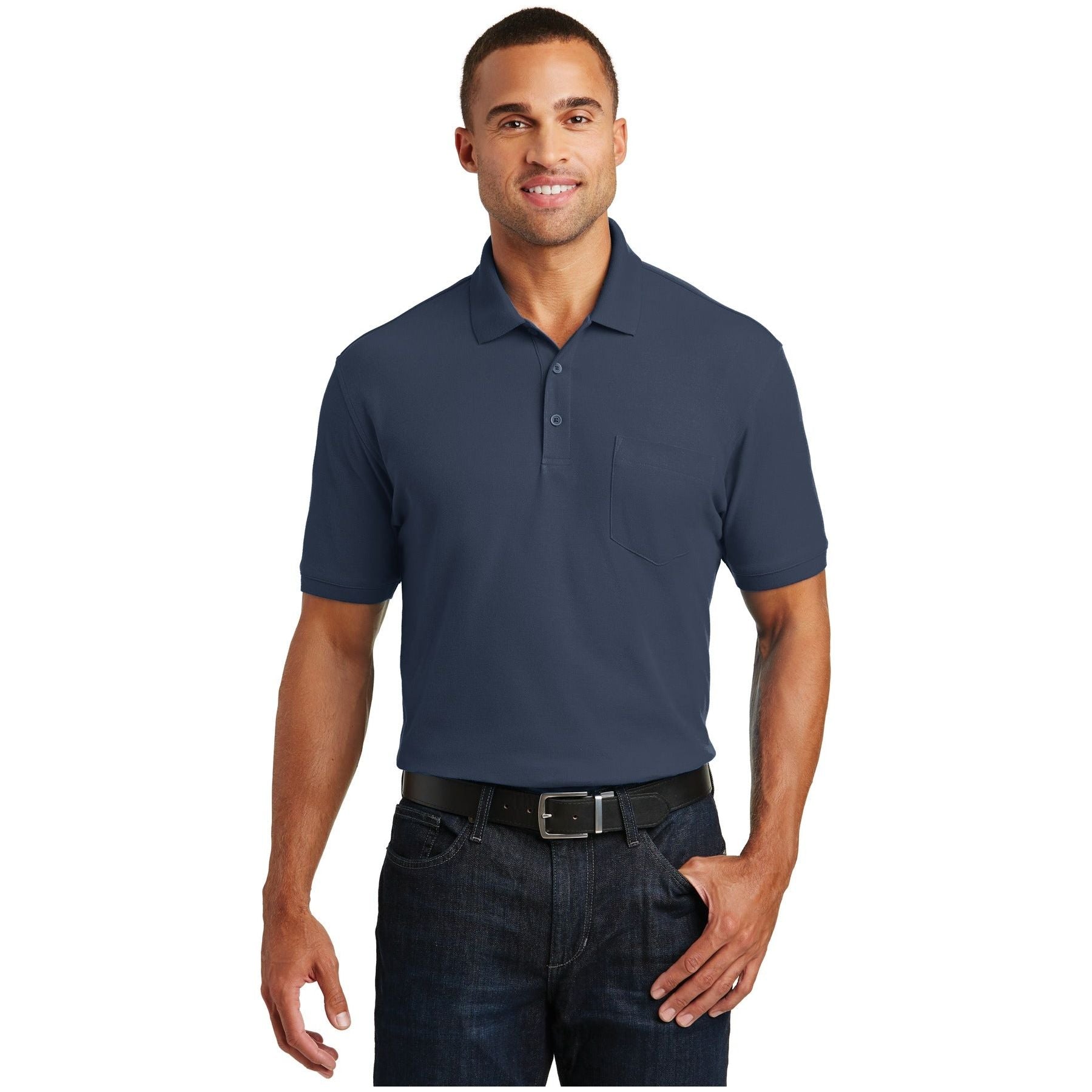 Port Authority ® Core Classic Pique Pocket Polo. K100P - Port Authority K100P Polos/Knits Port Authority River Blue Navy XS