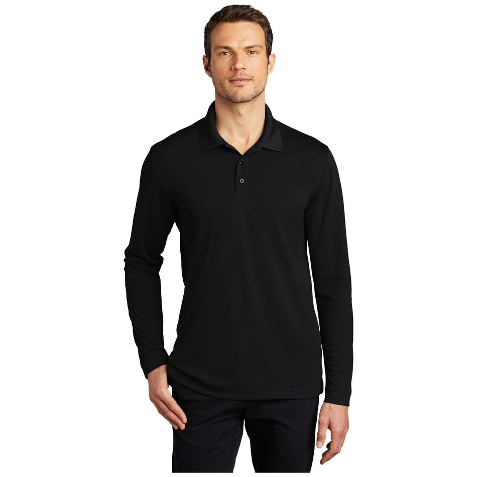 Port Authority ® Dry Zone ® UV Micro-Mesh Long Sleeve Polo K110LS - Port Authority K110LS Polos/Knits Port Authority Deep Black XS