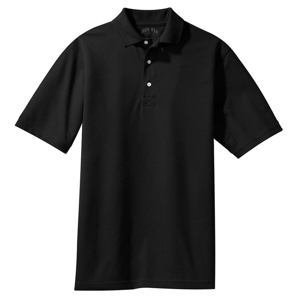 Mens Tall Rapid Dry Polo Polos/Knits Joe's USA Jet Black Large Tall