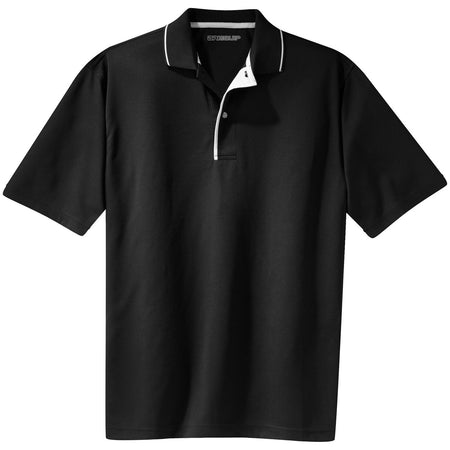 Men's Dri-Mesh Polo with Tipped Collar and Piping Polos/Knits DRI-EQUIP Black / White X-Small