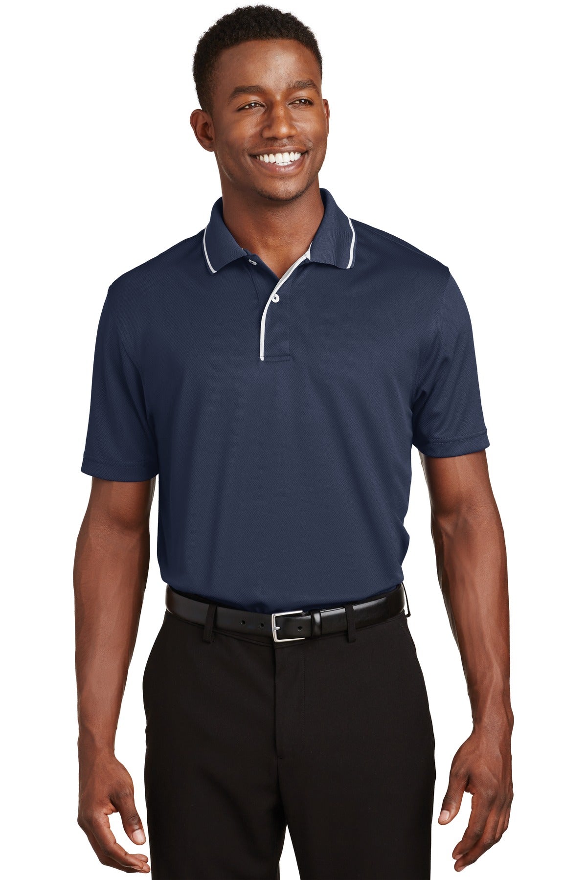 Sport-Tek ® Dri-Mesh ® Polo with Tipped Collar and Piping. K467 - Sport-Tek K467 Polos/Knits Sport-Tek Navy/ White XS