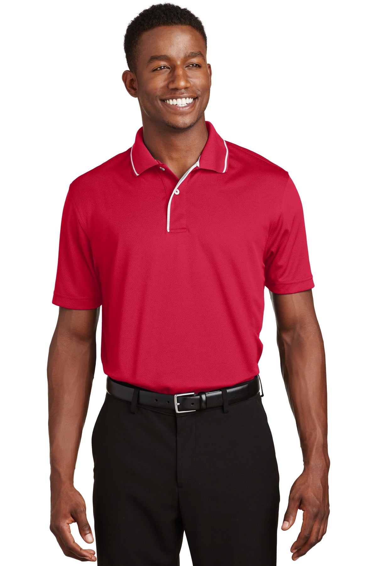 Sport-Tek ® Dri-Mesh ® Polo with Tipped Collar and Piping. K467 - Sport-Tek K467 Polos/Knits Sport-Tek Red/ White XS