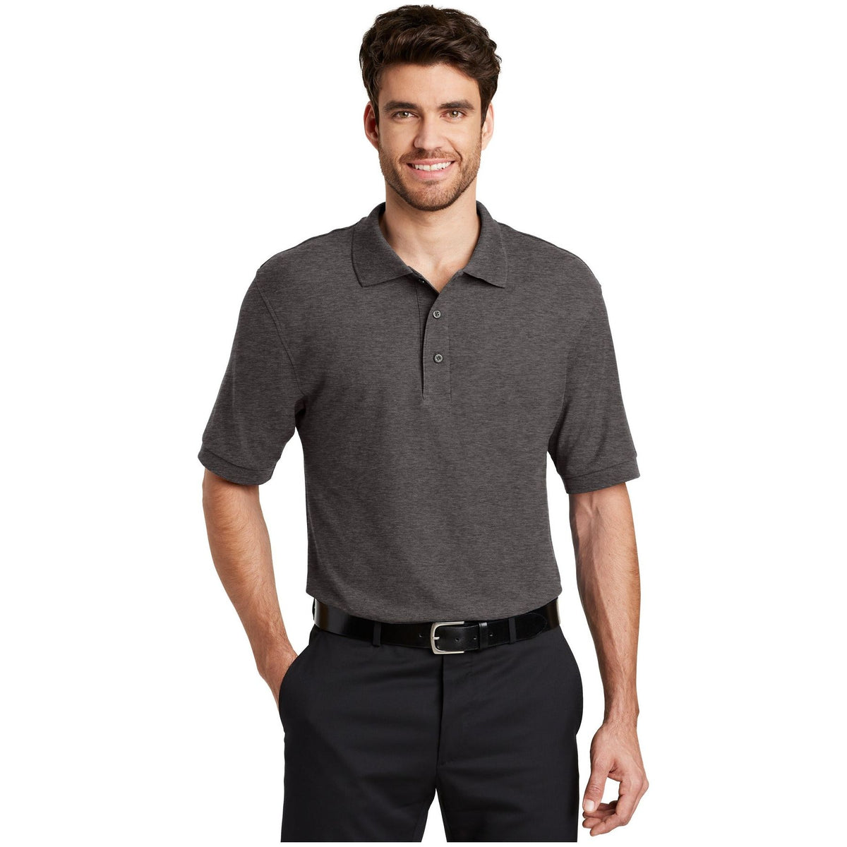 Port Authority ® Extended Size Silk Touch™ Polo K500ES - Port Authority K500ES Polos/Knits Port Authority Charcoal Heather Grey 10XL