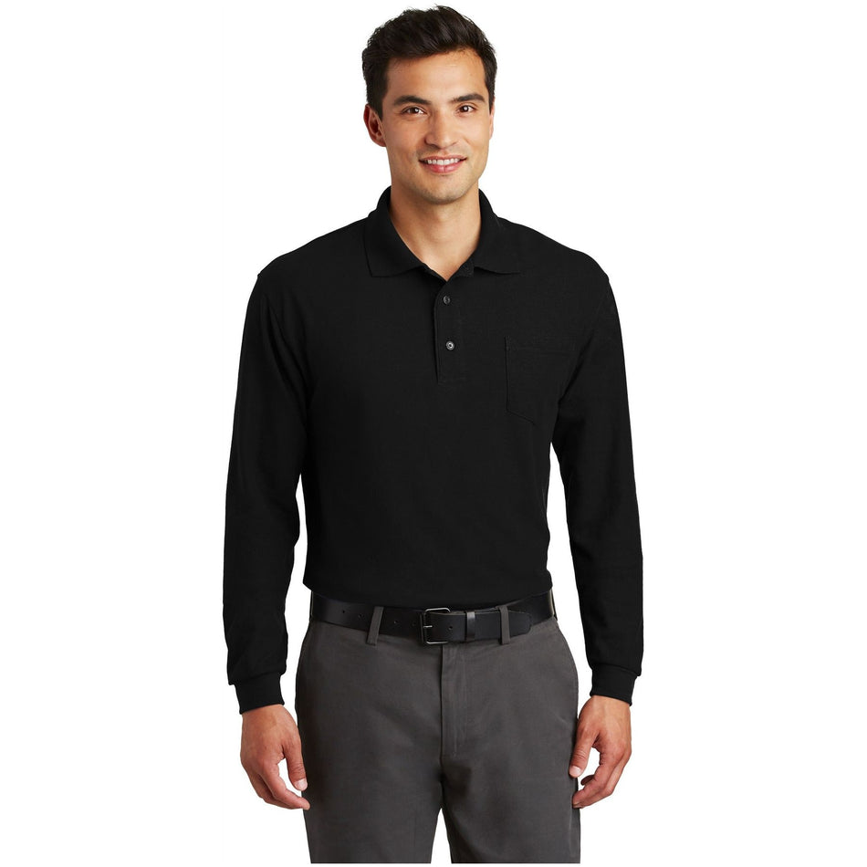 Port Authority ®  Long Sleeve Silk Touch™ Polo with Pocket.  K500LSP - Port Authority K500LSP