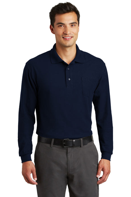 Port Authority ®  Long Sleeve Silk Touch™ Polo with Pocket.  K500LSP - Port Authority K500LSP