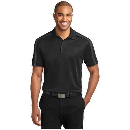 Port Authority ® Silk Touch™ Performance Colorblock Stripe Polo. K547 - Port Authority K547 Polos/Knits Port Authority Black/ Steel Grey XS