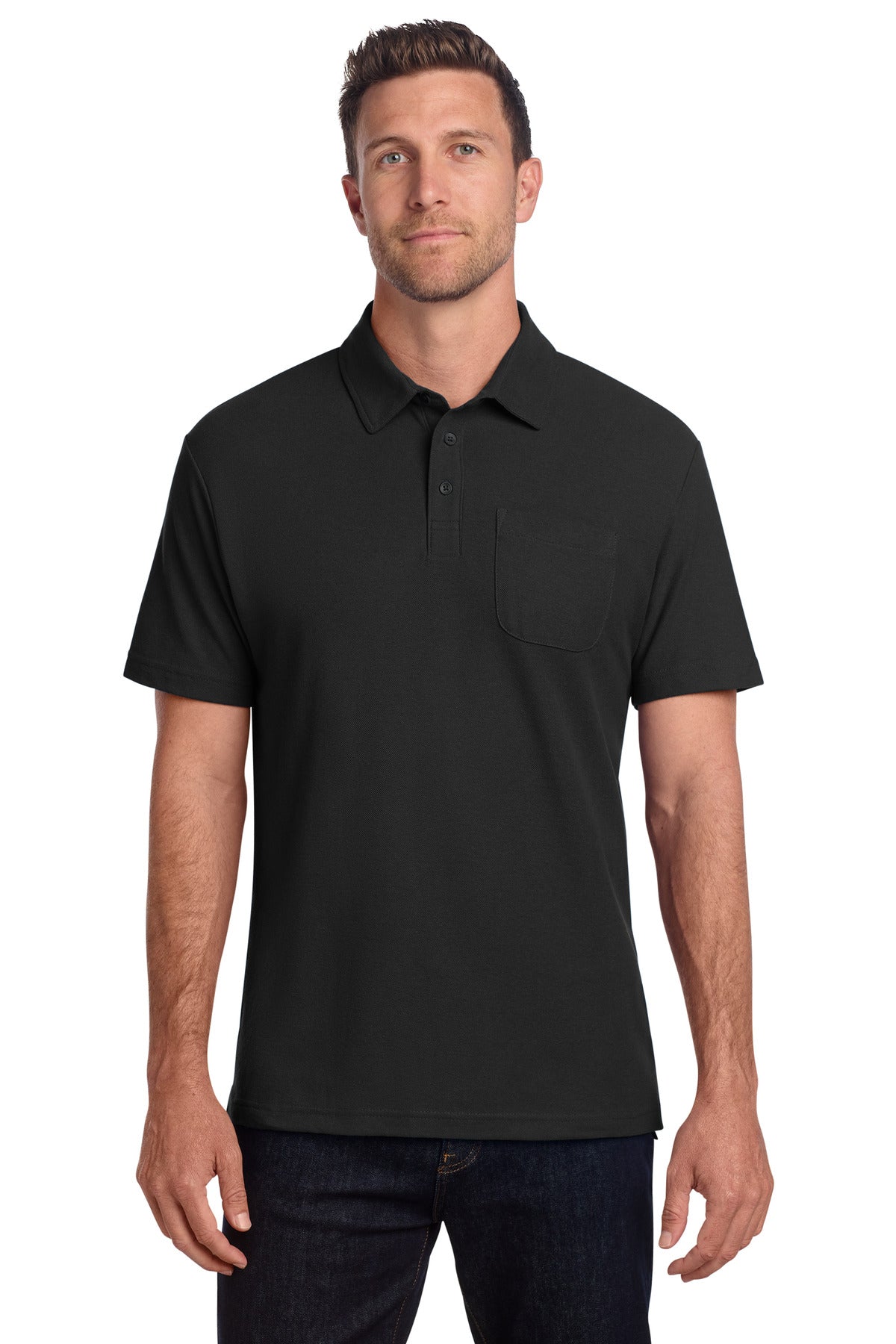Port Authority K868 C-FREE Cotton Blend Pique Pocket Polo Wholesale Blank