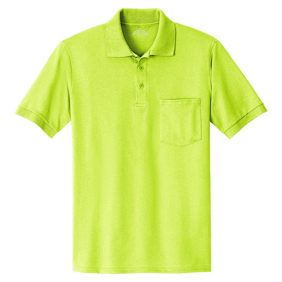 Mens 5.5-Ounce Jersey Knit Pocket Polo. Adult Sizes: S-6XL Polos/Knits Joe's USA Small Safety Green