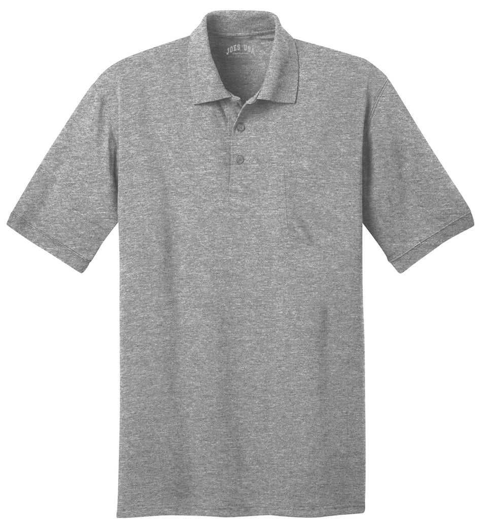 Joe's USA Mens 5.5-Ounce Jersey Knit Pocket Polo. Adult Sizes: S-6XL