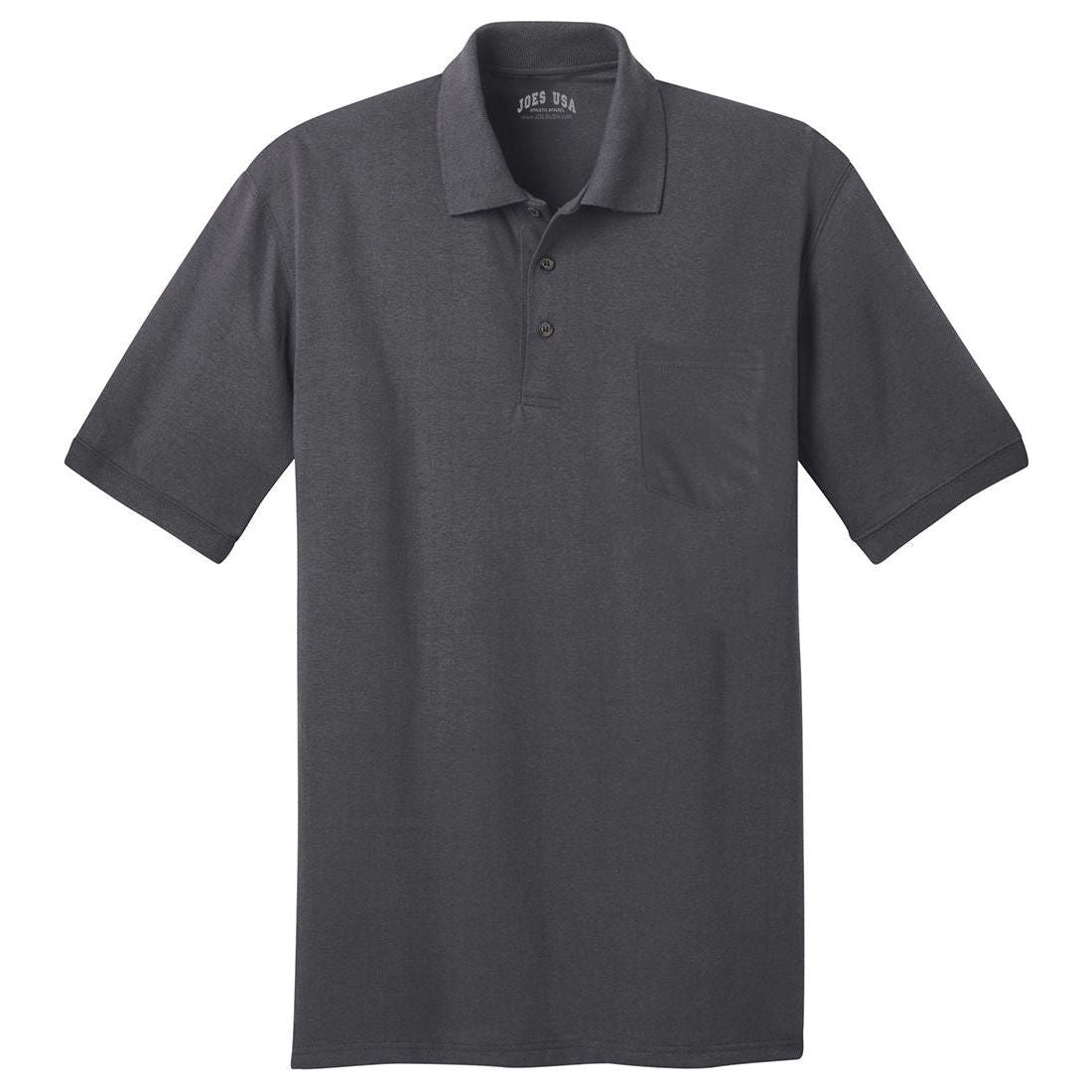 Mens 5.5-Ounce Jersey Knit Pocket Polo. Adult Sizes: S-6XL Polos/Knits Joe's USA Small Charcoal