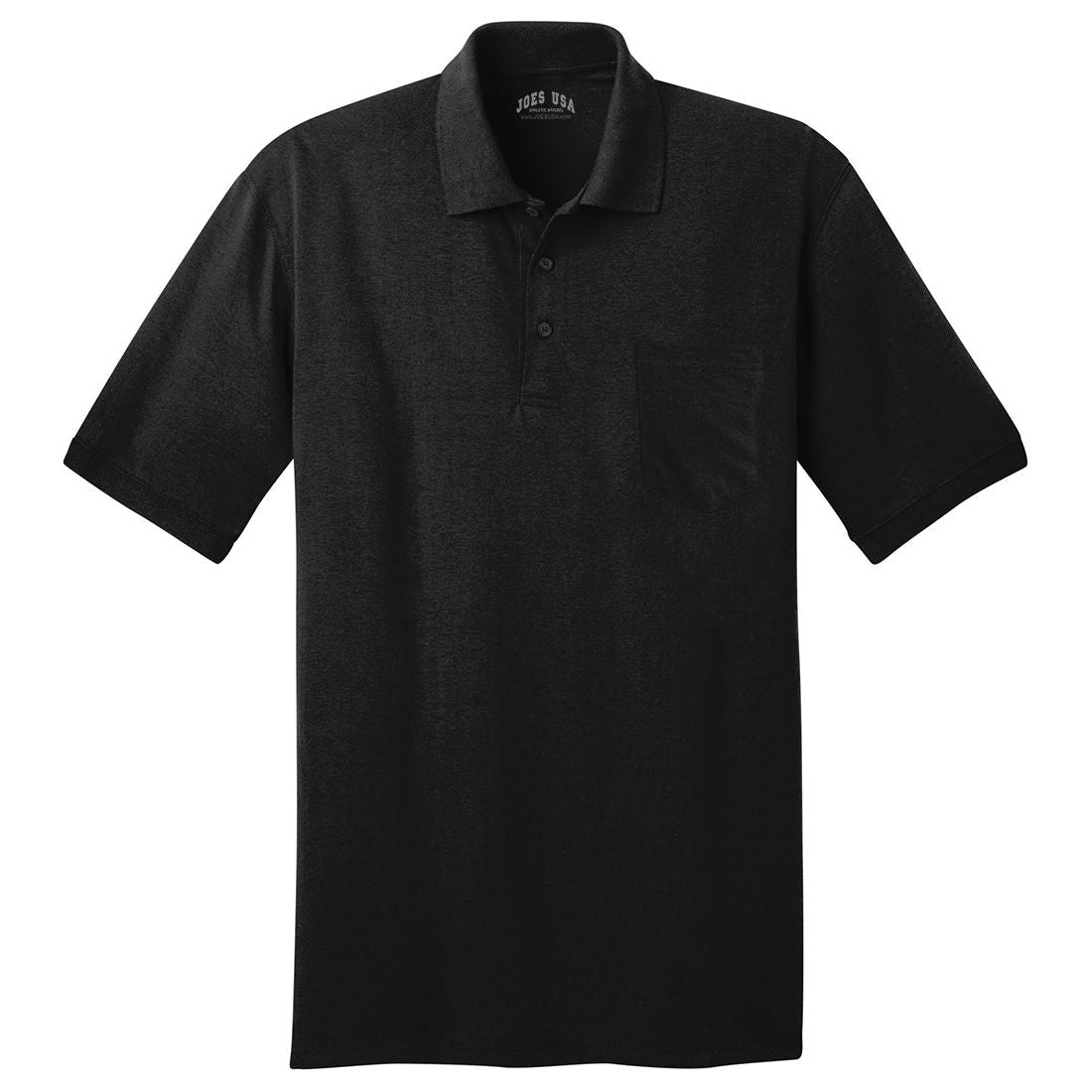 Mens 5.5-Ounce Jersey Knit Pocket Polo. Adult Sizes: S-6XL Polos/Knits Joe's USA Small Jet Black