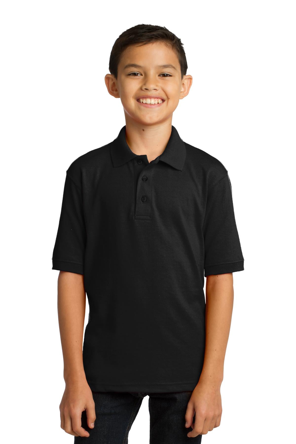 Port & Company ® Youth Core Blend Jersey Knit Polo. KP55Y - Port & Company KP55Y Polos/Knits Port & Company Jet Black XS