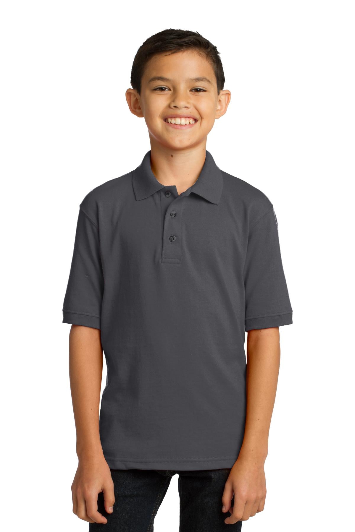 Port & Company ® Youth Core Blend Jersey Knit Polo. KP55Y - Port & Company KP55Y Polos/Knits Port & Company Charcoal XS