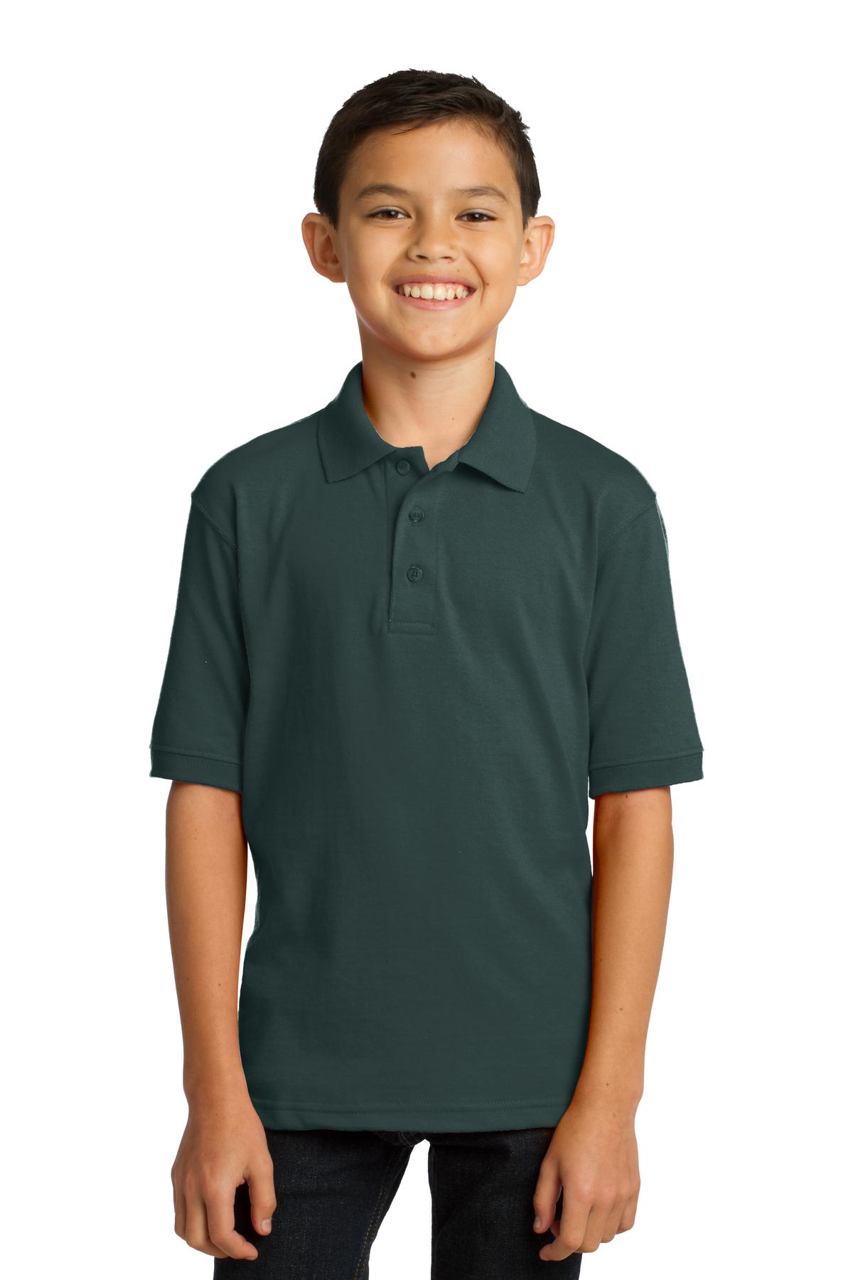 Port & Company ® Youth Core Blend Jersey Knit Polo. KP55Y - Port & Company KP55Y Polos/Knits Port & Company Dark Green XS