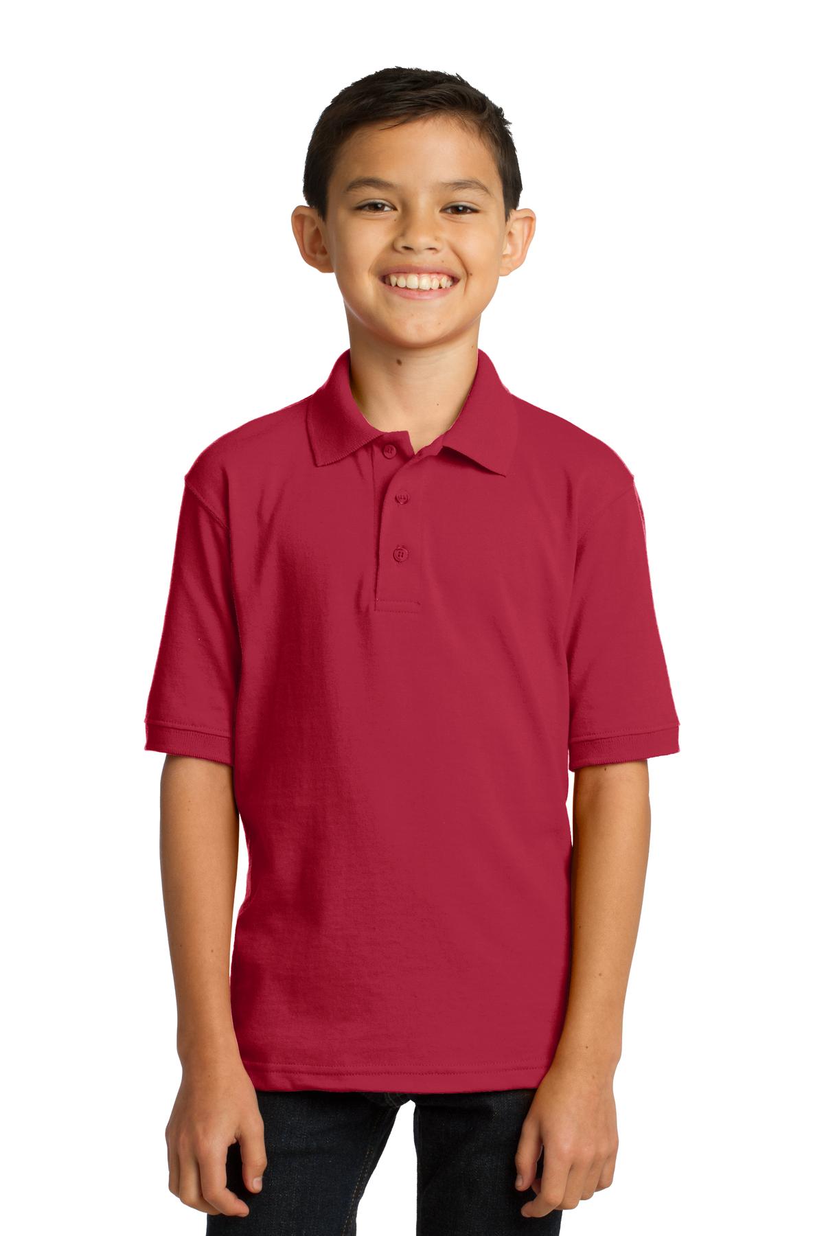 Port & Company ® Youth Core Blend Jersey Knit Polo. KP55Y - Port & Company KP55Y Polos/Knits Port & Company Red XS