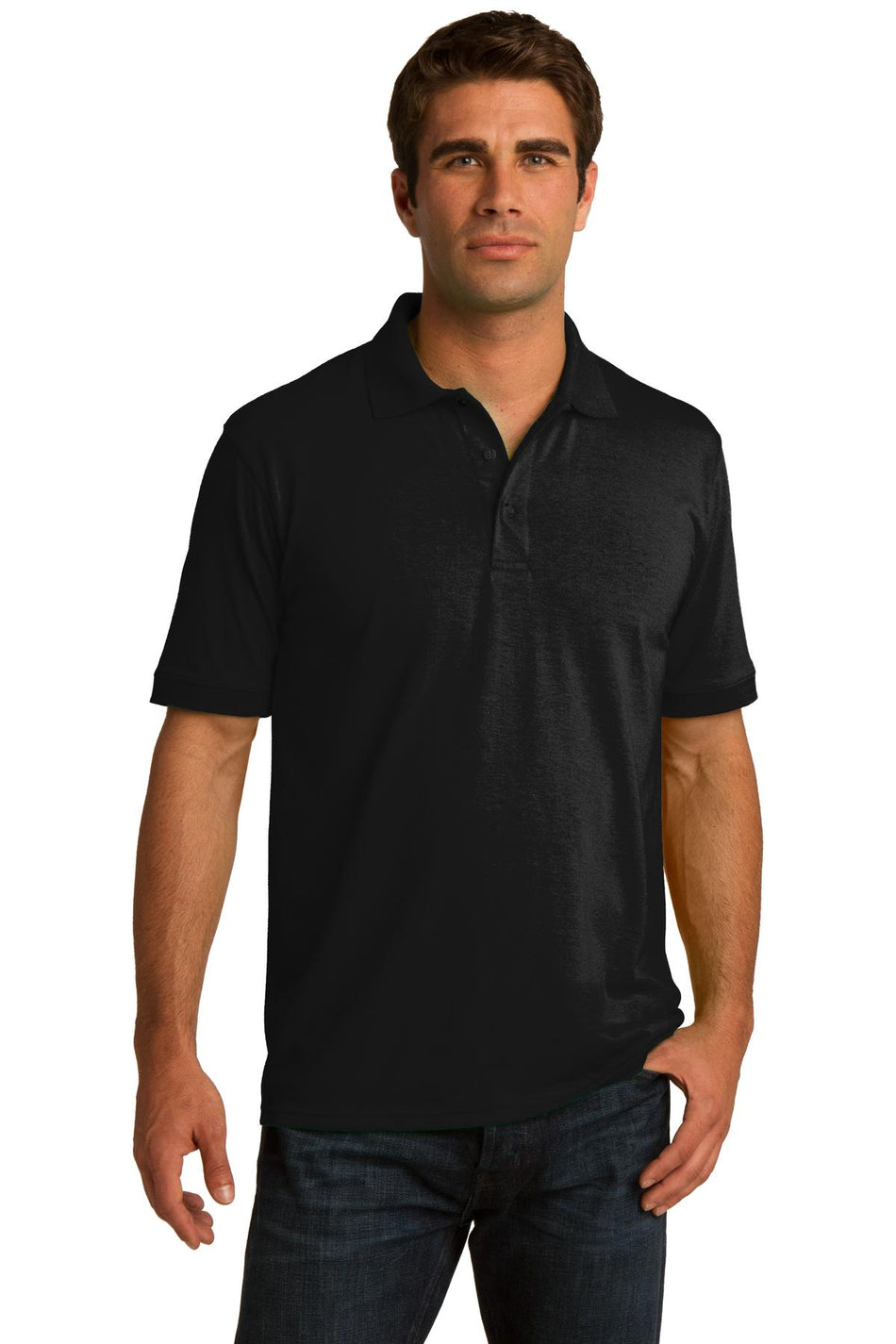 Port & Company ® Core Blend Jersey Knit Polo. KP55 - Jet Black - Port & Company KP55 Polos/Knits Port & Company Jet Black XS