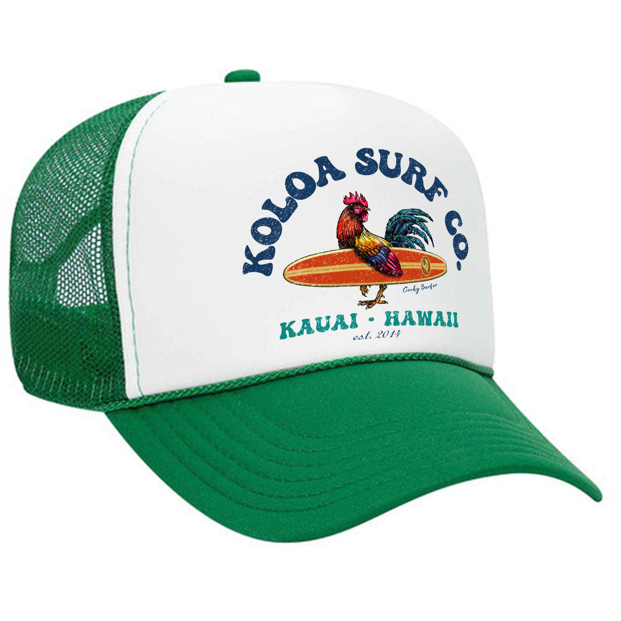 Koloa Cocky Surfer Foam Trucker Hat Koloa Surf Company KELLY/WHITE/KELLEY