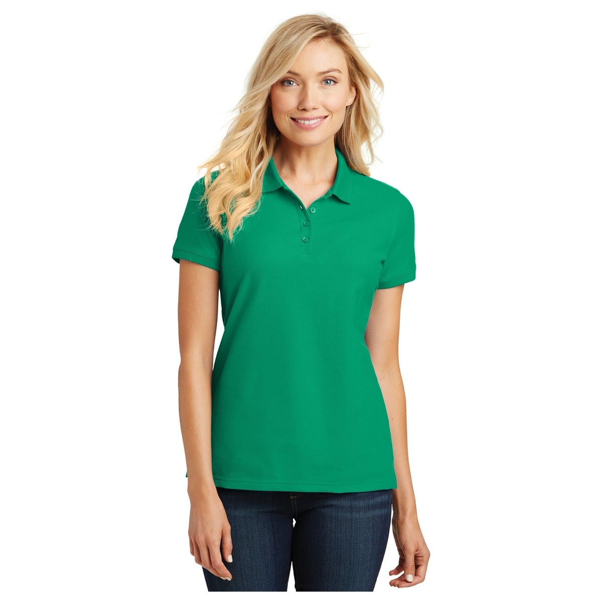 Port Authority ® Women's Core Classic Pique Polo. L100 - Bright Kelly Green - Port Authority L100 Polos/Knits Port Authority Bright Kelly Green XS