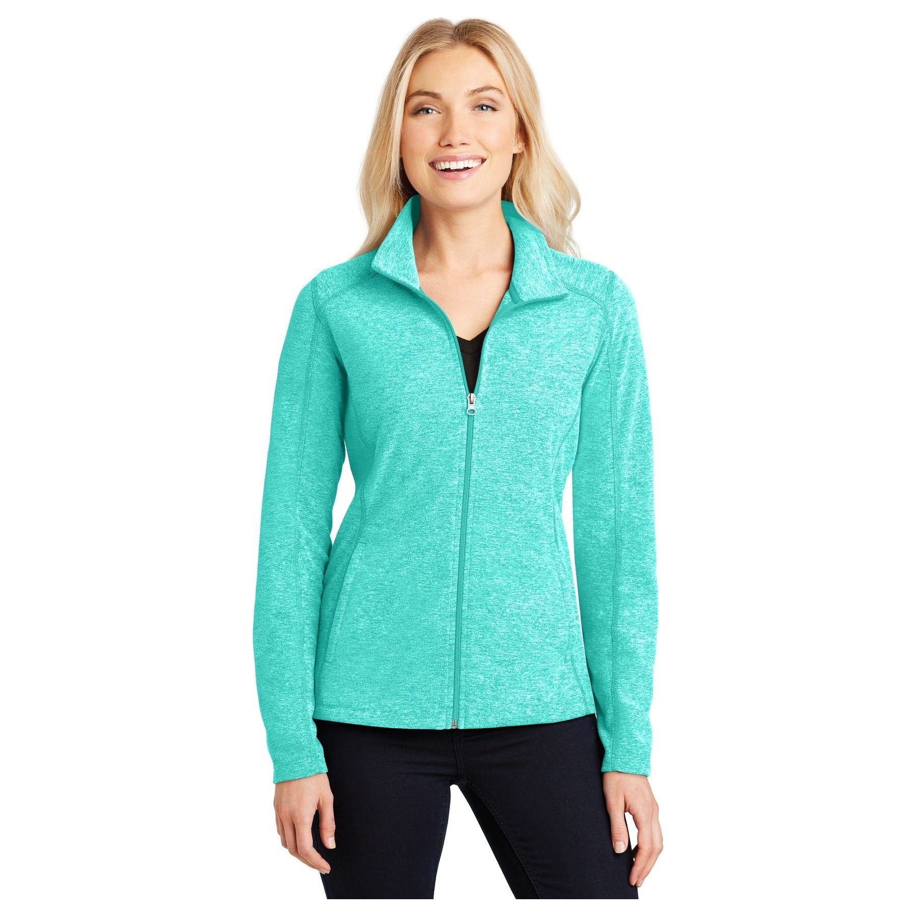 Port Authority ® Women's Heather Microfleece Full-Zip Jacket. L235 - Port Authority L235 Outerwear Port Authority Aqua Green Heather XS