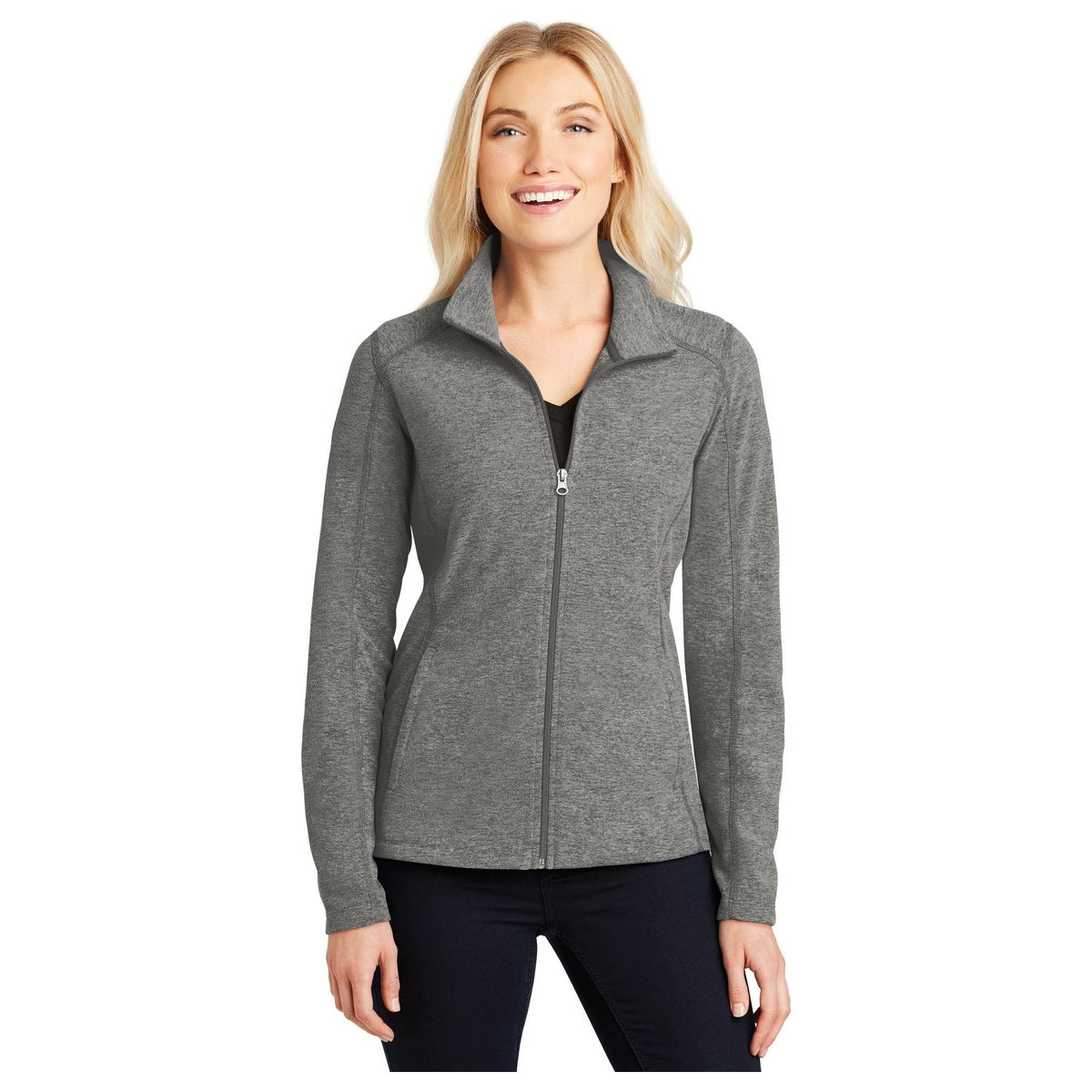 Port Authority ® Women's Heather Microfleece Full-Zip Jacket. L235 - Port Authority L235 Outerwear Port Authority Pearl Grey Heather XS