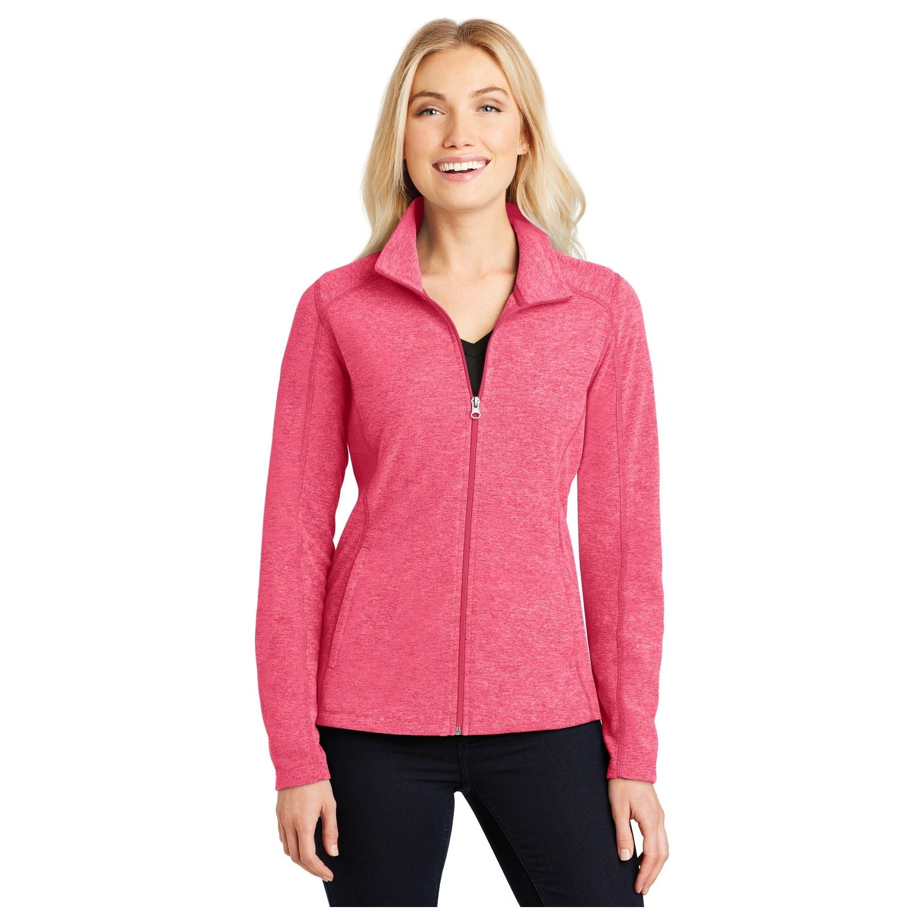 Port Authority ® Women's Heather Microfleece Full-Zip Jacket. L235 - Port Authority L235 Outerwear Port Authority Pink Raspberry Heather XS