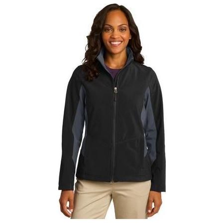 Ladies Core Colorblock Soft Shell Jacket Joe's USA X-Small Black/Battleship Grey