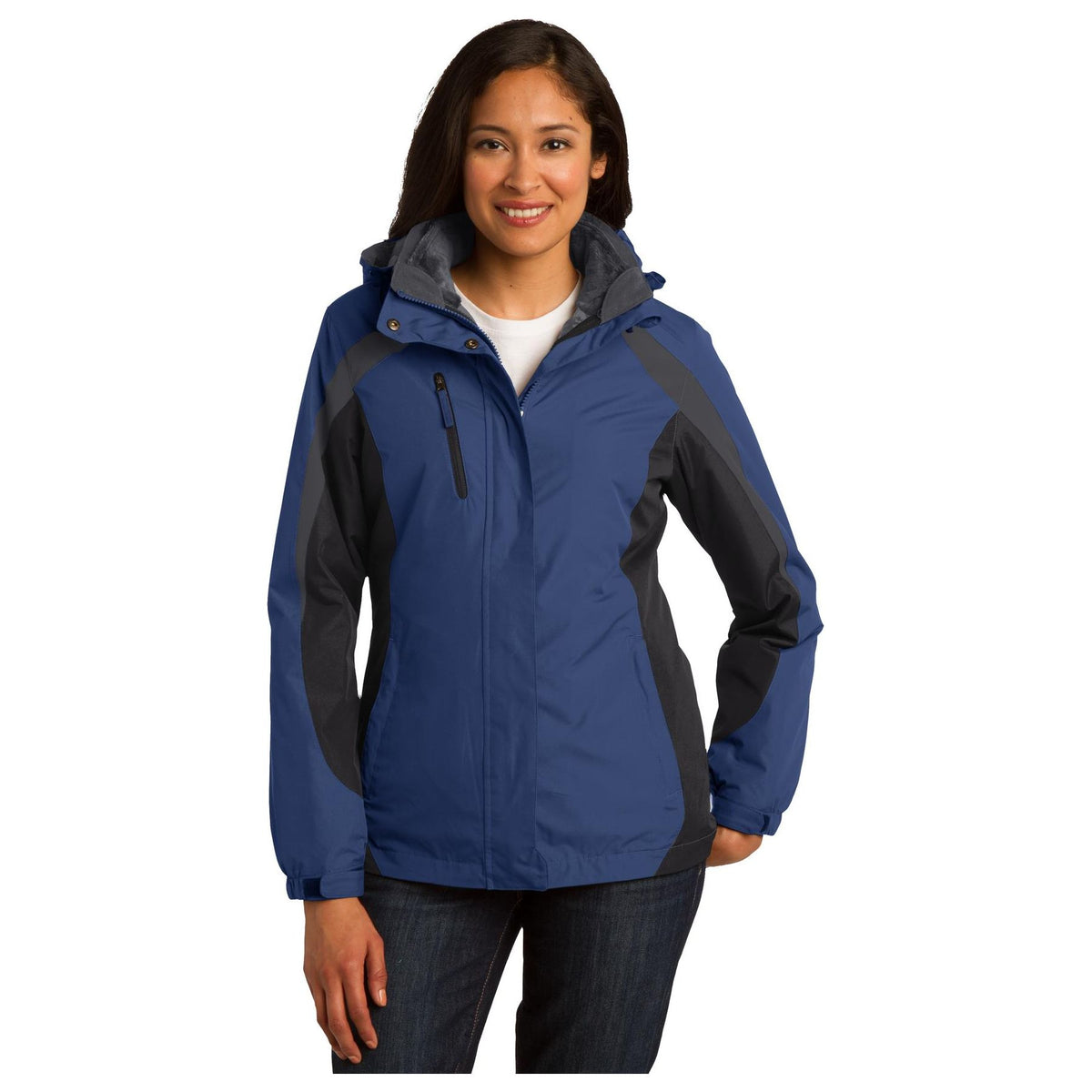 Port Authority ® Women's Colorblock 3-in-1 Jacket. L321 - Port Authority L321 Outerwear Port Authority Admiral Blue/ Black/ Magnet XS