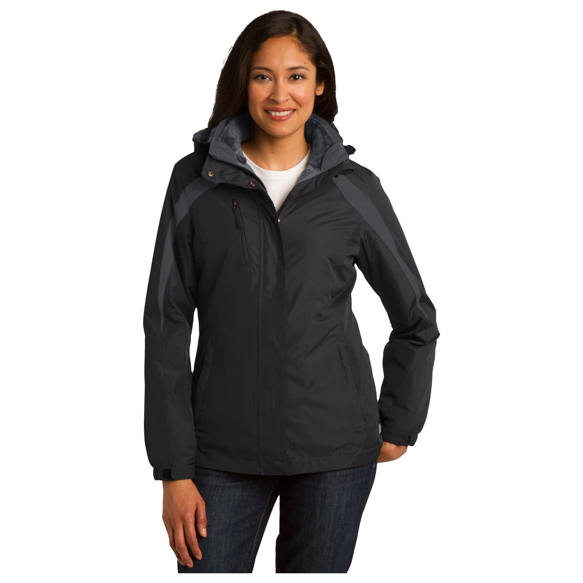 Port Authority ® Women's Colorblock 3-in-1 Jacket. L321 - Port Authority L321 Outerwear Port Authority Black/ Black/ Magnet XS