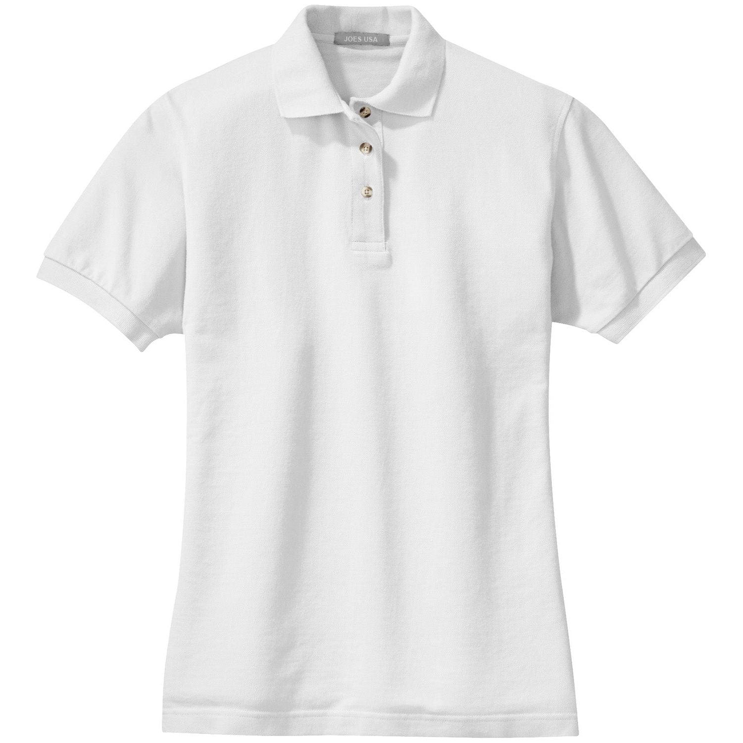 Ladies Pique Knit Polo Joe's USA White X-Small