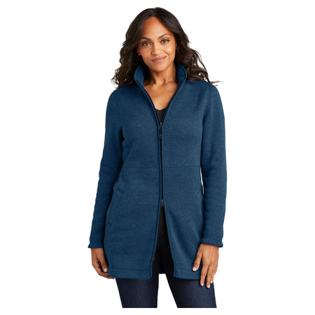 Port Authority ® Women's Arc Sweater Fleece Long Jacket L425 - Port Authority L425 Outerwear Port Authority Insignia Blue Heather XS