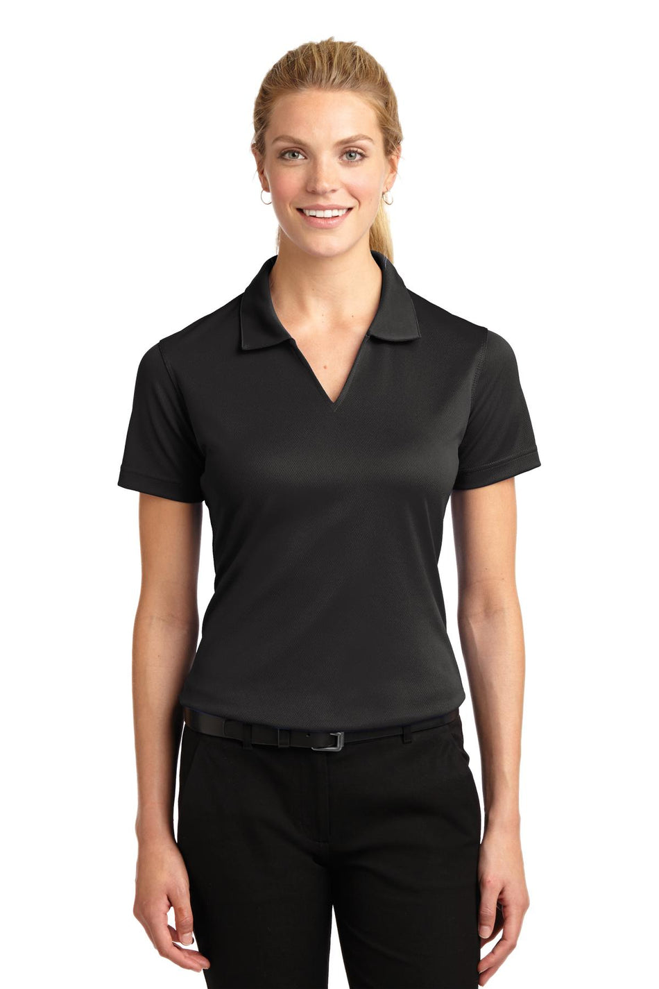 Sport-Tek ® Women's Dri-Mesh ® V-Neck Polo. L469 - Sport-Tek L469 Polos/Knits Sport-Tek Black XS