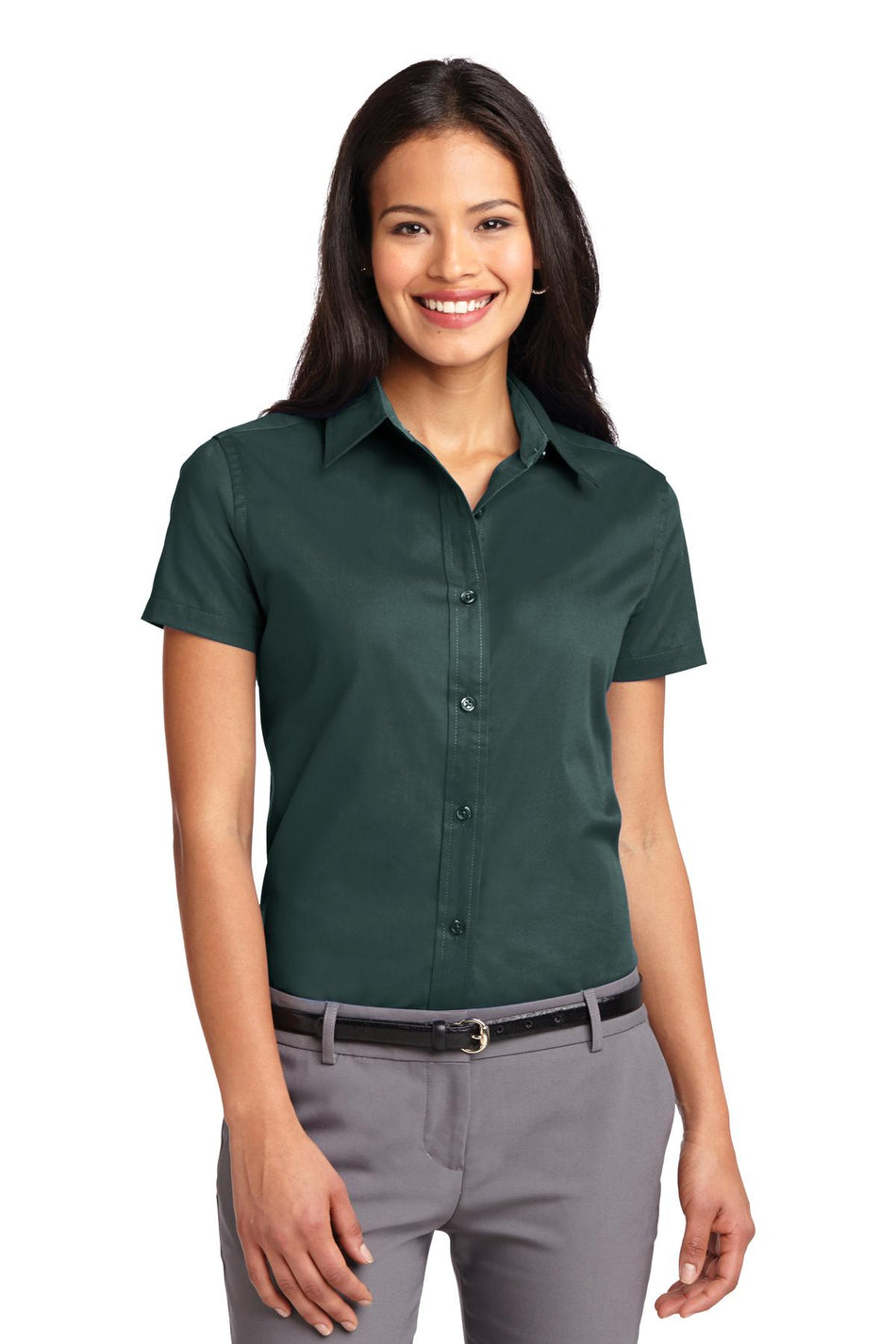 Port Authority ®  Women's Short Sleeve Easy Care  Shirt.  L508 - Dark Green/ Navy - Port Authority L508